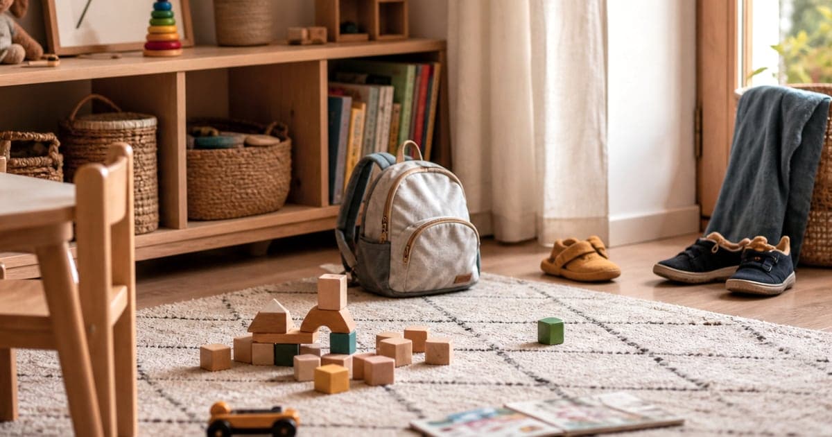 Imagine fotorealista, fara text, pentru articolul despre siguranta la locul de joaca la familie cu doi copii mici