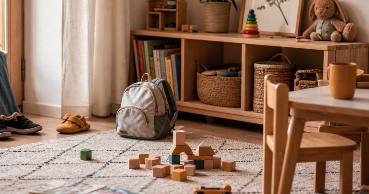 Imagine fotorealista, fara text, pentru articolul despre siguranta la locul de joaca la familie cu doi copii mici